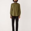 Men Frank And Oak Shirts & Polo Shirts | The Washed Worker Shirt In Dark Olive