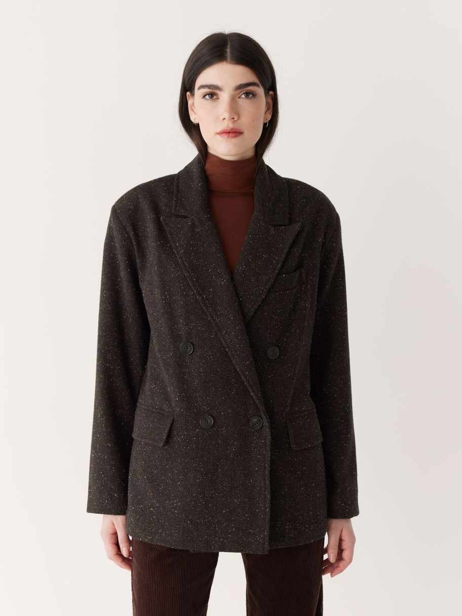 Women Frank And Oak Blazers & Overshirts | The Comfort Double Breasted Blazer In Dark Brown