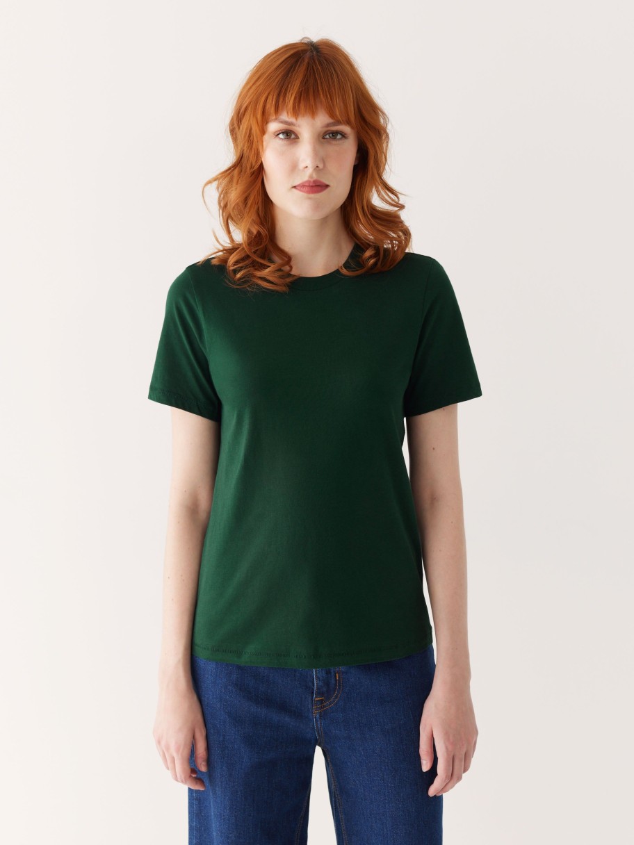 Women Frank And Oak T-Shirts & Tops | The Essential T-Shirt In Forest Green