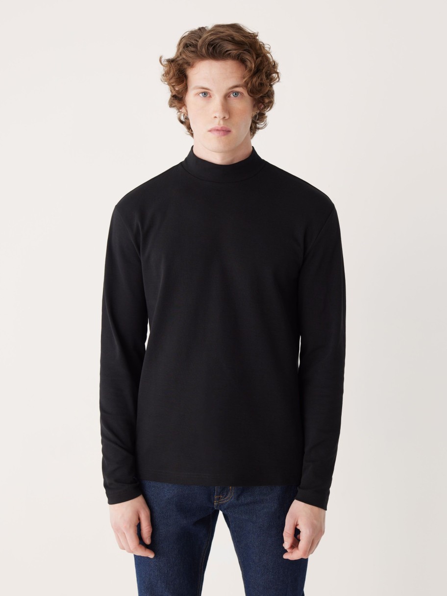 Men Frank And Oak Sweaters & Cardigans | The Mockneck Sweater In Black