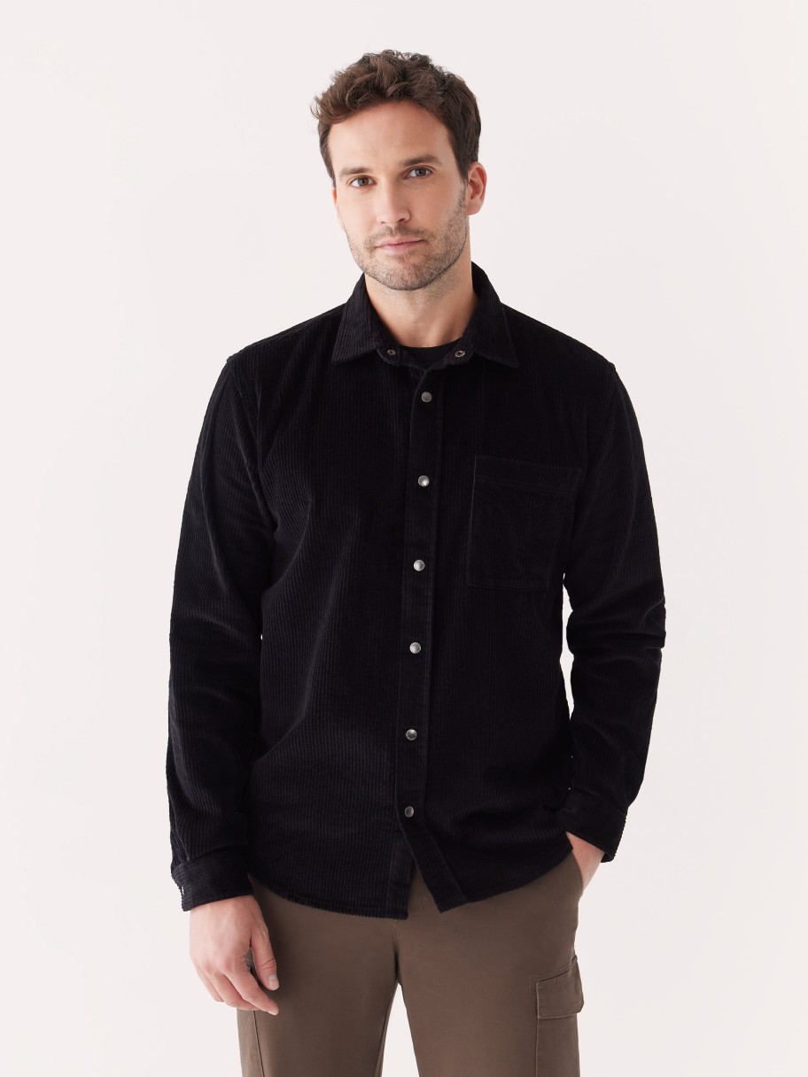 Men Frank And Oak Shirts & Polo Shirts | The Corduroy Shirt In Black