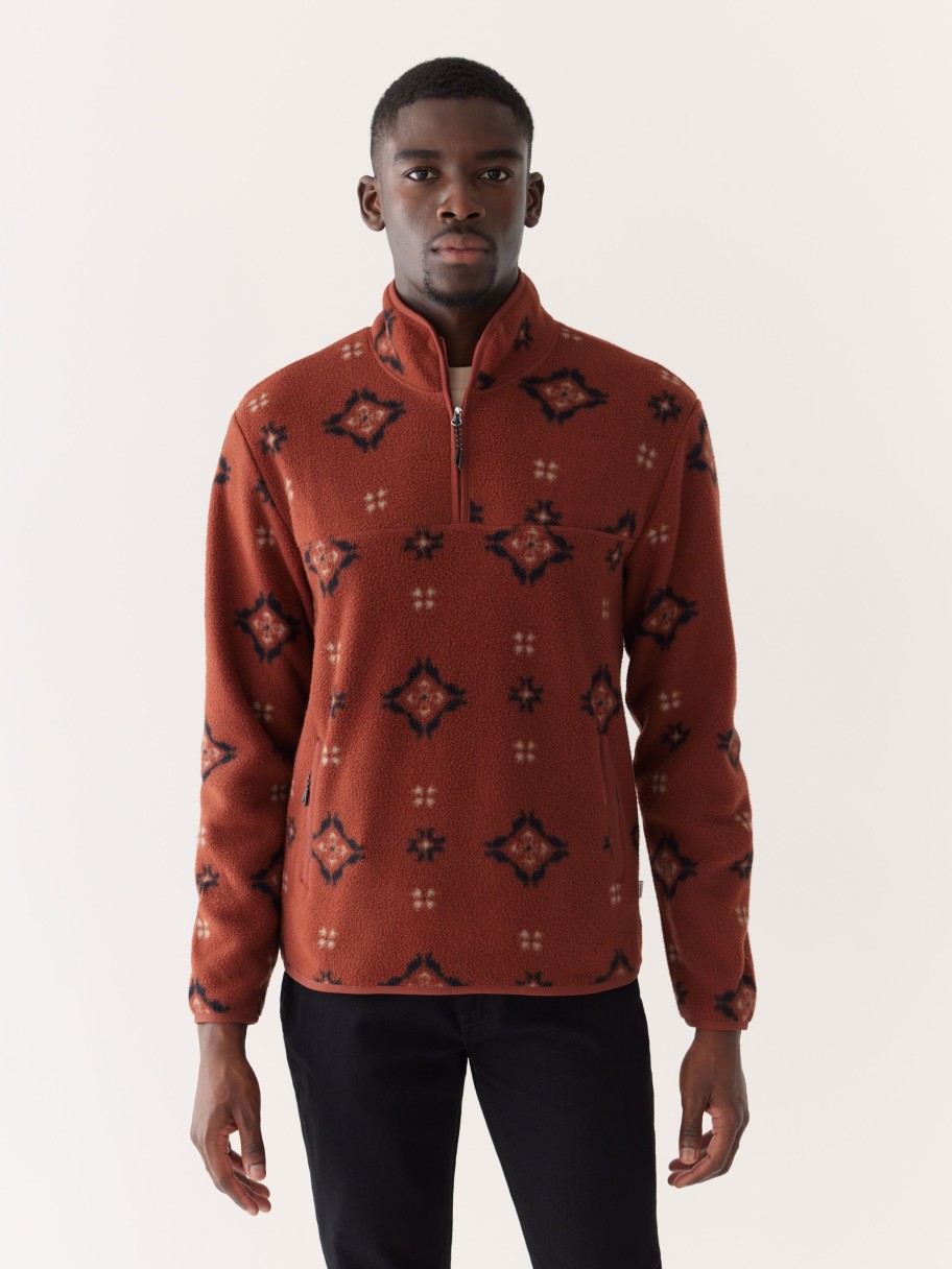 Men Frank And Oak Sweaters & Cardigans | The Axis Polar Fleece Pullover In Brick Red