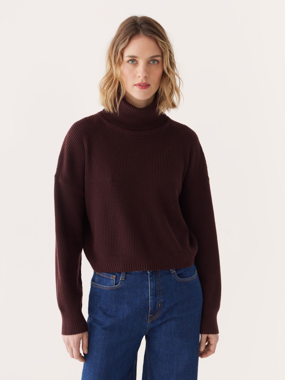 Women Frank And Oak Sweaters & Cardigans | The Merino Turtleneck Sweater In Dark Brown