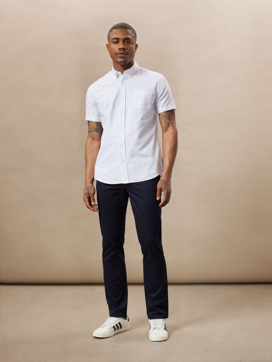 Men Frank And Oak Shirts & Polo Shirts | The Short-Sleeved Jasper Oxford Shirt In White