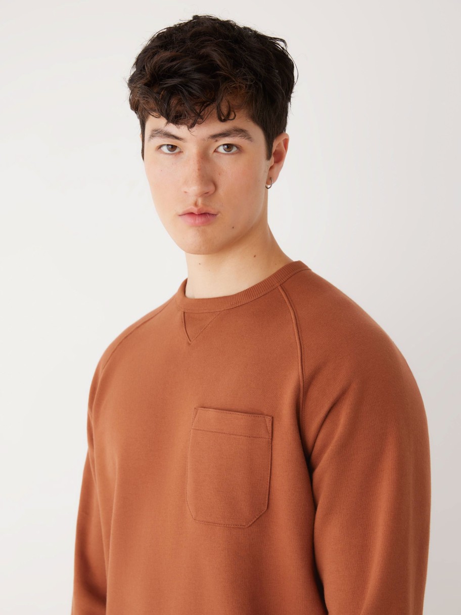 Men Frank And Oak Sweaters & Cardigans | The French Fleece Crewneck In Burnt Orange