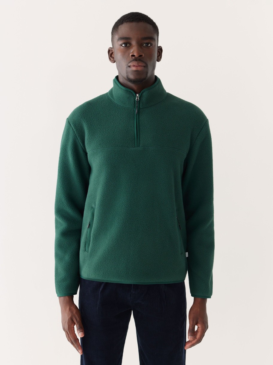 Men Frank And Oak Sweaters & Cardigans | The Axis Polar Fleece Pullover In Midnight Teal