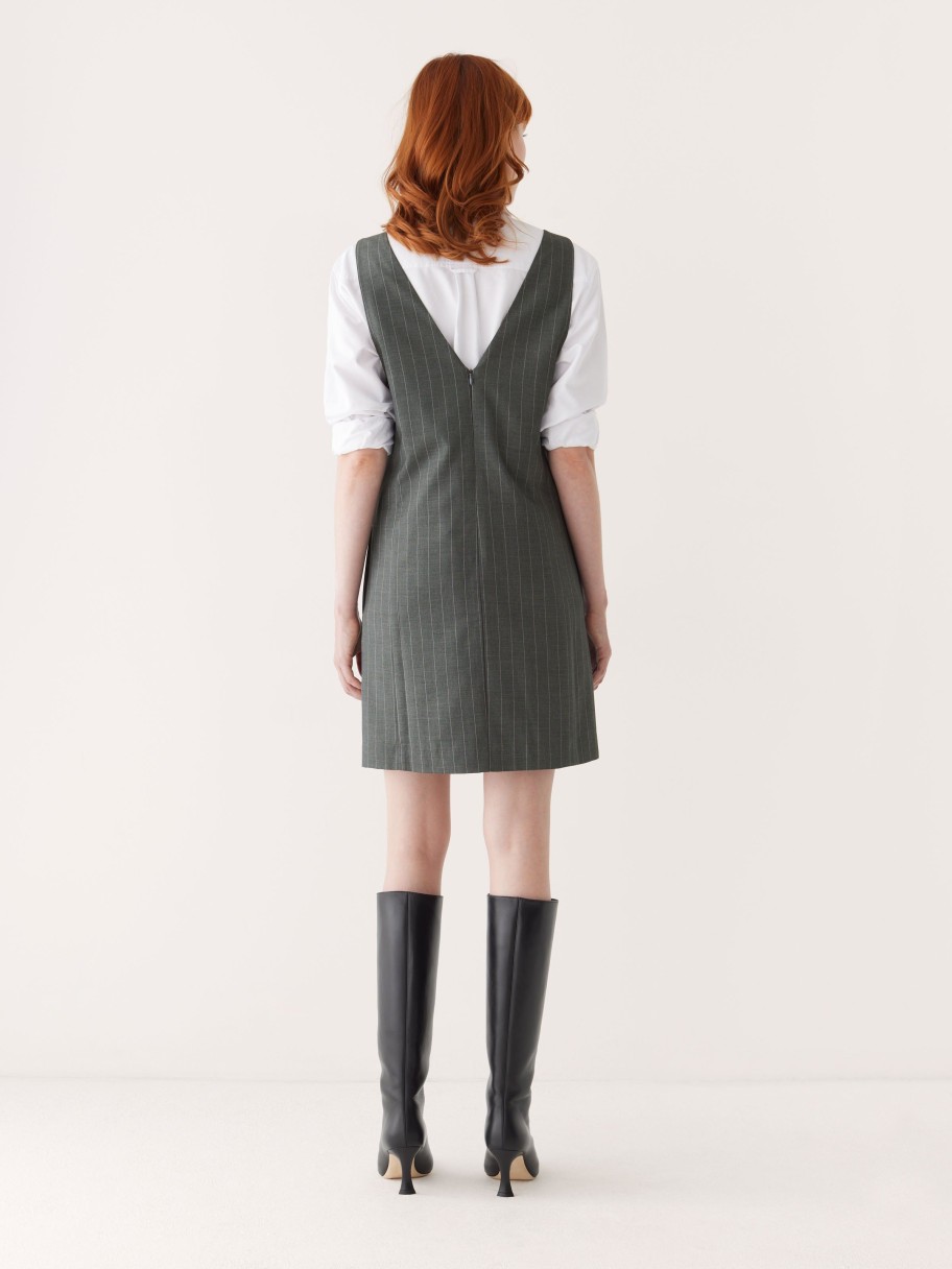 Women Frank And Oak Dresses & Jumpsuits | The Pinstripe Pinafore Dress In Cool Grey