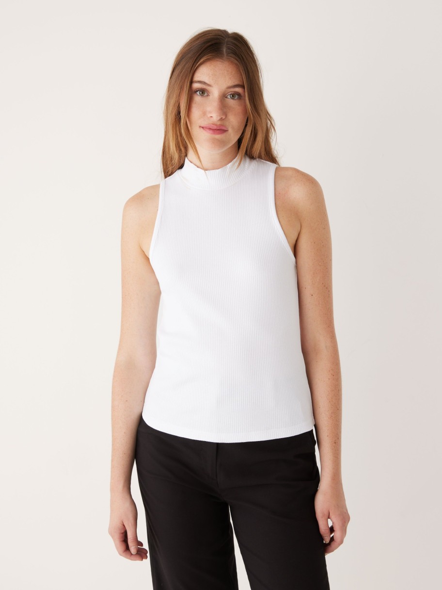 Women Frank And Oak T-Shirts & Tops | The Mockneck Tank Top In Bright White