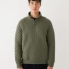 Men Frank And Oak Shirts & Polo Shirts | The Quilted Pop-Over In Olive Green