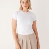 Women Frank And Oak T-Shirts & Tops | The Cropped Shrunken T-Shirt In Bright White