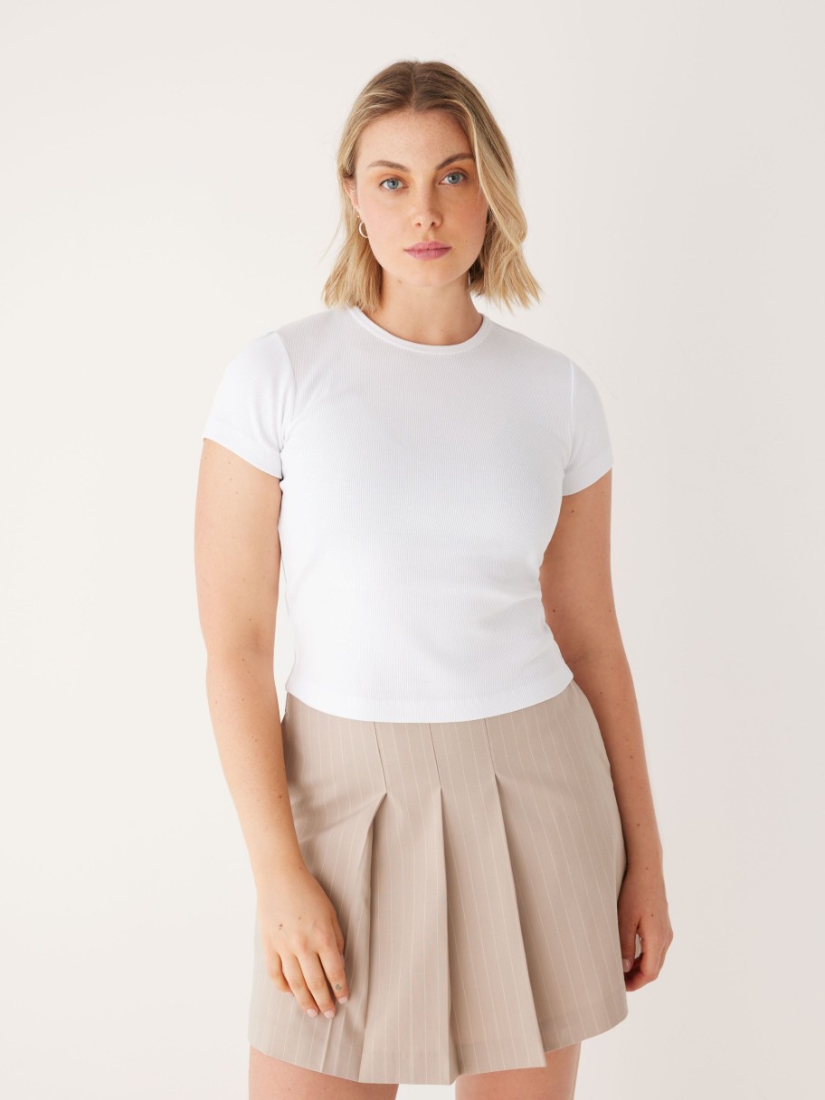 Women Frank And Oak T-Shirts & Tops | The Cropped Shrunken T-Shirt In Bright White