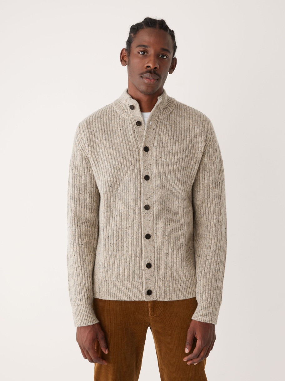 Men Frank And Oak Sweaters & Cardigans | The Donegal Button-Up Sweater In Beige