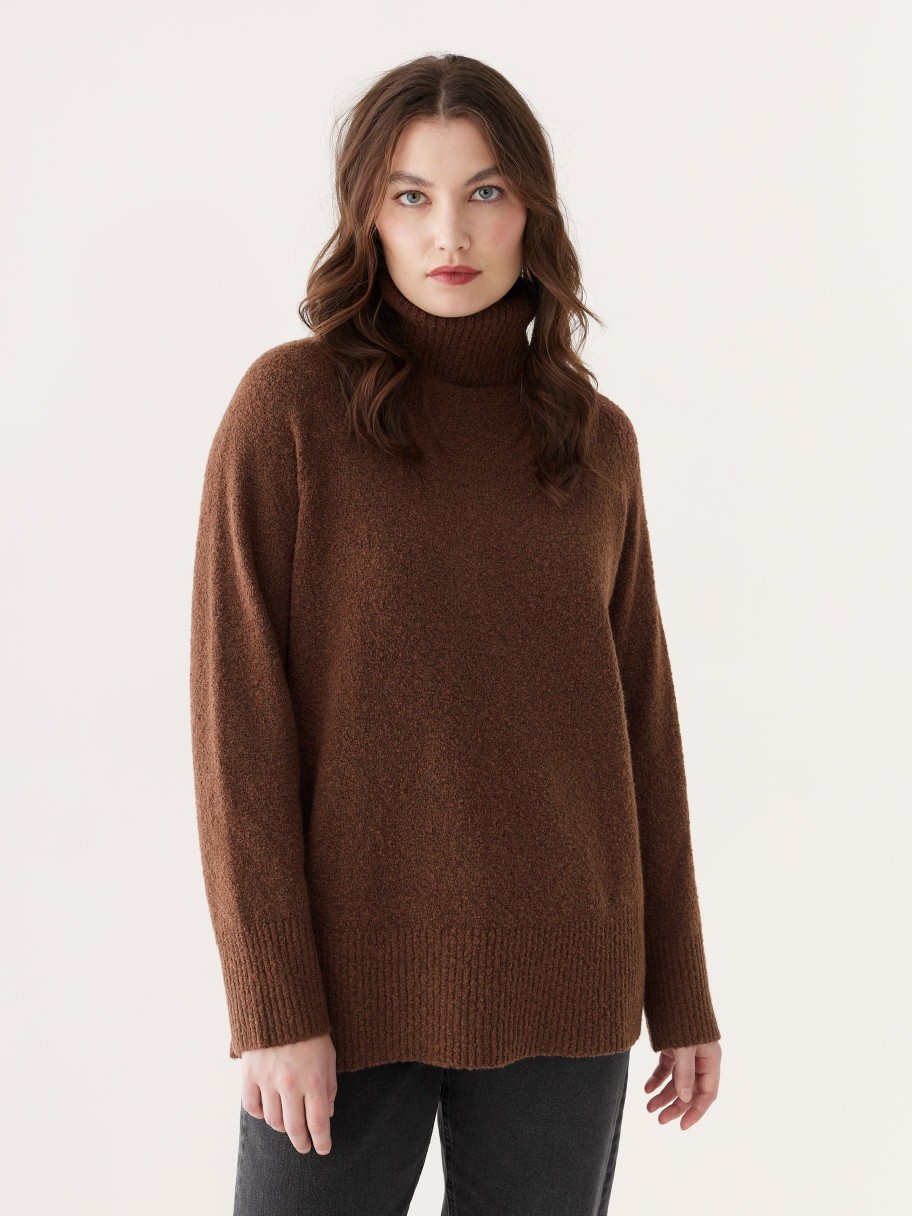 Women Frank And Oak Sweaters & Cardigans | The Seawool® Turtleneck In Cappuccino