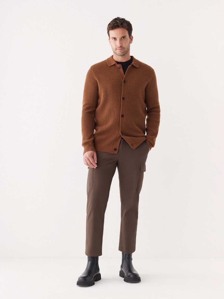 Men Frank And Oak Sweaters & Cardigans | The Lambswool Overshirt In Cinnamon