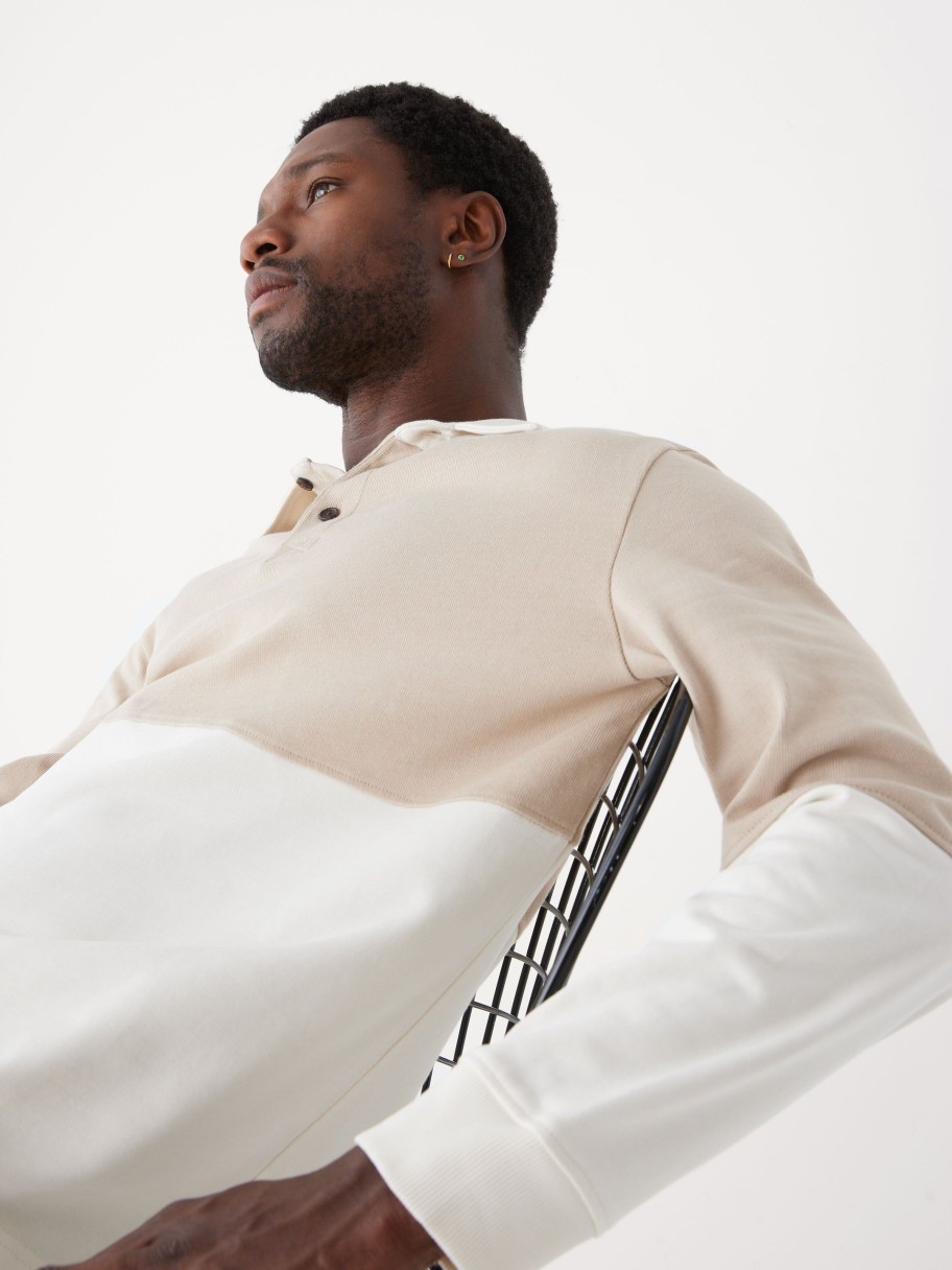 Men Frank And Oak Sweaters & Cardigans | The Long Sleeve Rugby Polo In Hummus