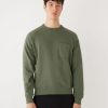 Men Frank And Oak Sweaters & Cardigans | The French Fleece Crewneck In Olive Green