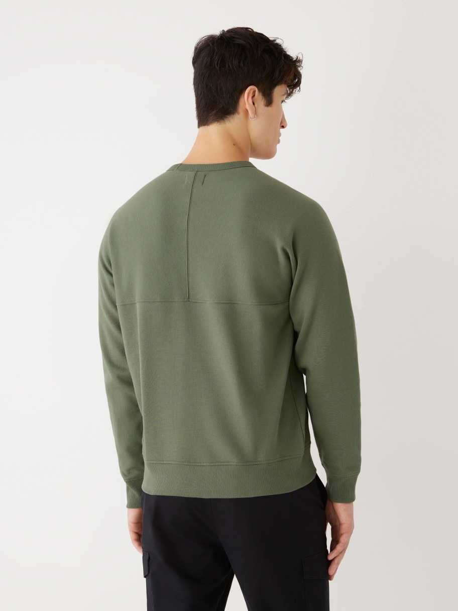 Men Frank And Oak Sweaters & Cardigans | The French Fleece Crewneck In Olive Green