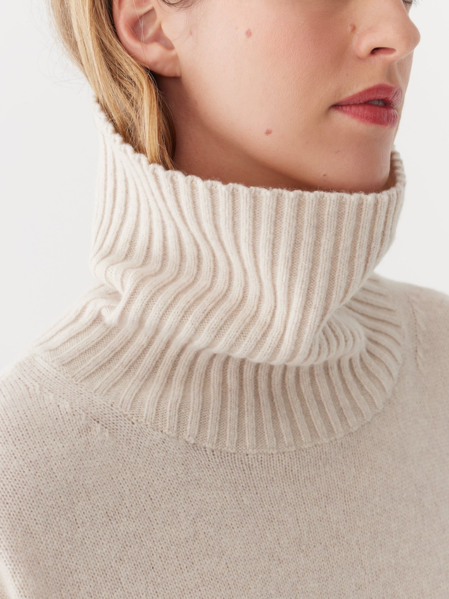 Women Frank And Oak Sweaters & Cardigans | The Turtleneck Sweater Dress In Cream