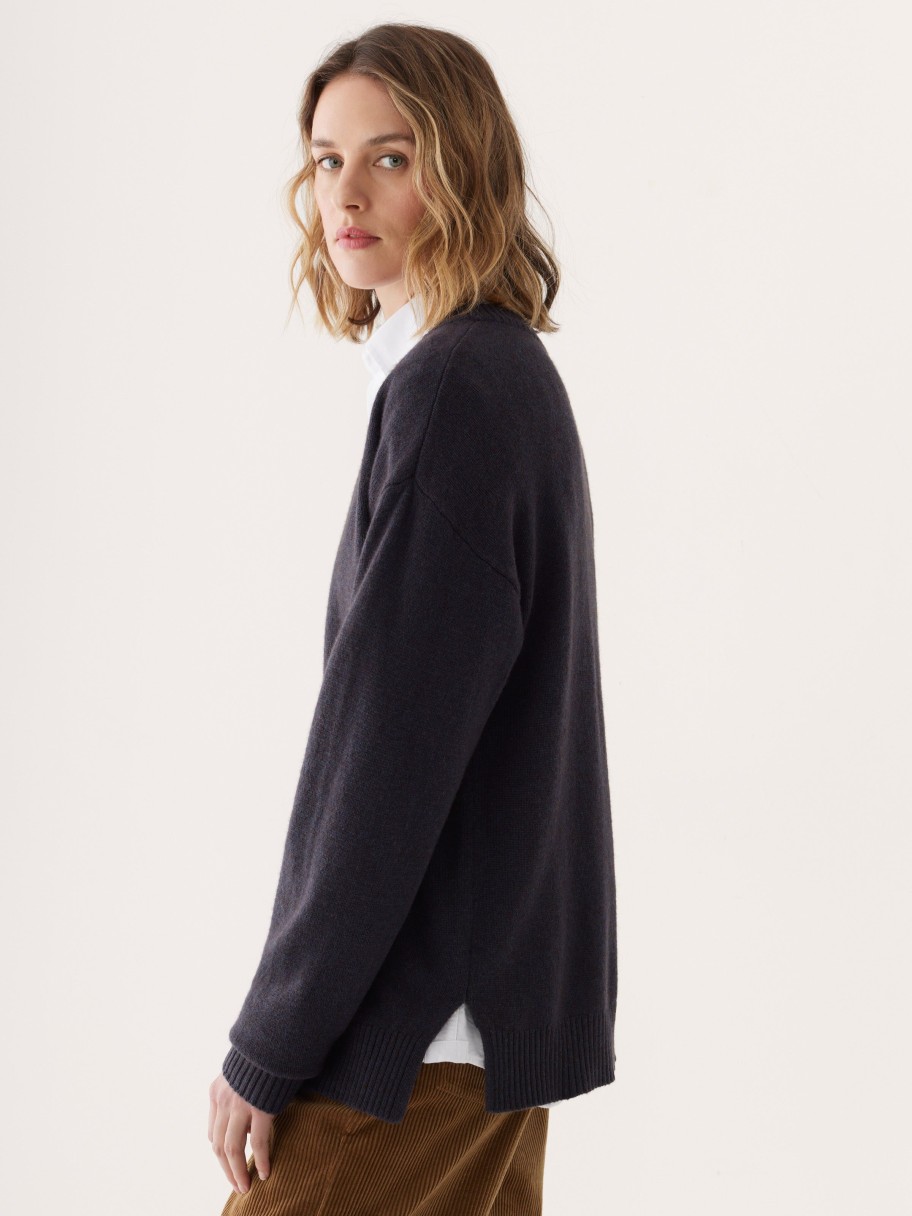 Women Frank And Oak Sweaters & Cardigans | The Yak Wool Tunic Sweater In Navy