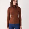 Women Frank And Oak T-Shirts & Tops | The Essential Long Sleeve Mockneck In Cappuccino