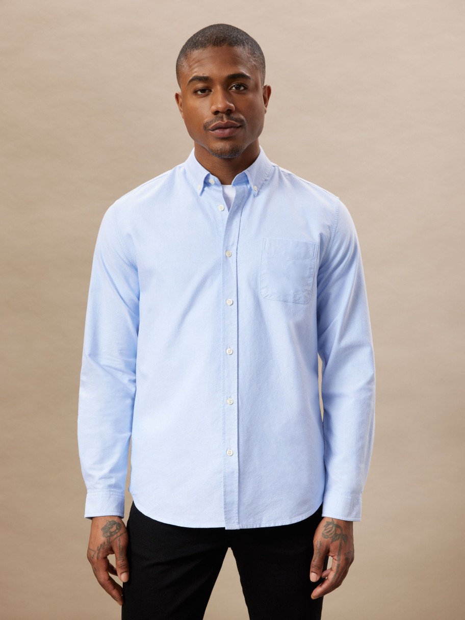 Men Frank And Oak Shirts & Polo Shirts | The Jasper Oxford Shirt In Light Blue