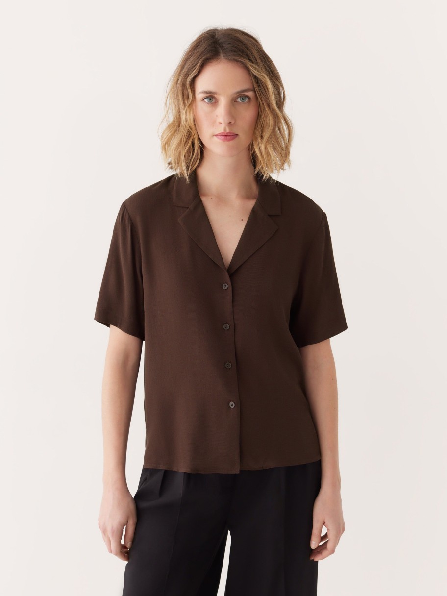 Women Frank And Oak Blouses & Shirts | The Camp Collar Blouse In Elderberry