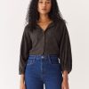 Women Frank And Oak Blouses & Shirts | The Plaid Button Up Long Sleeve Blouse In Dark Blue