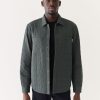 Men Frank And Oak Blazers & Overshirts | The Quilted Overshirt In Teal Grey