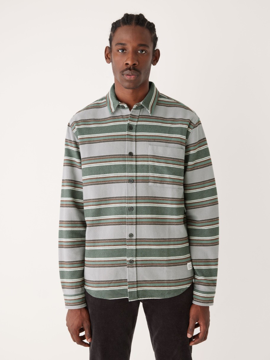 Men Frank And Oak Shirts & Polo Shirts | The Striped Blanket Shirt In Grey