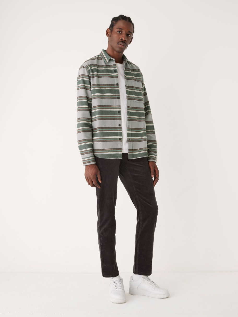 Men Frank And Oak Shirts & Polo Shirts | The Striped Blanket Shirt In Grey