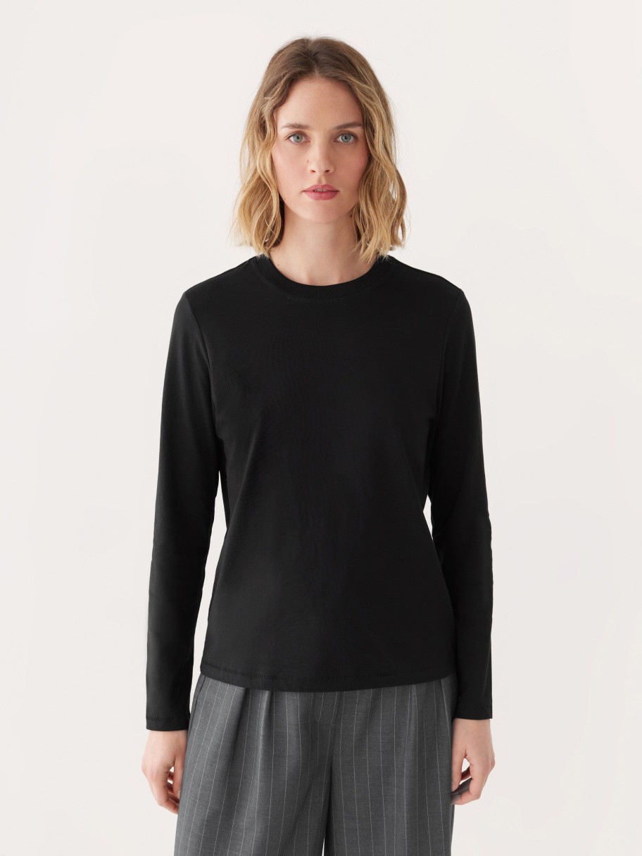 Women Frank And Oak T-Shirts & Tops | The Long Sleeve T-Shirt In Black