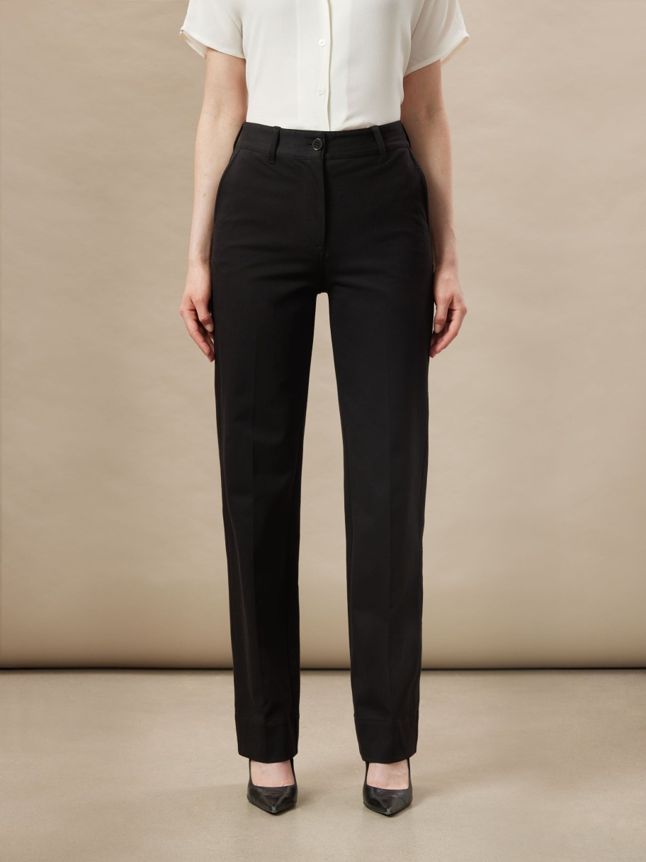 Women Frank And Oak Pants | The Jane Flex Straight Fit Pant In Black