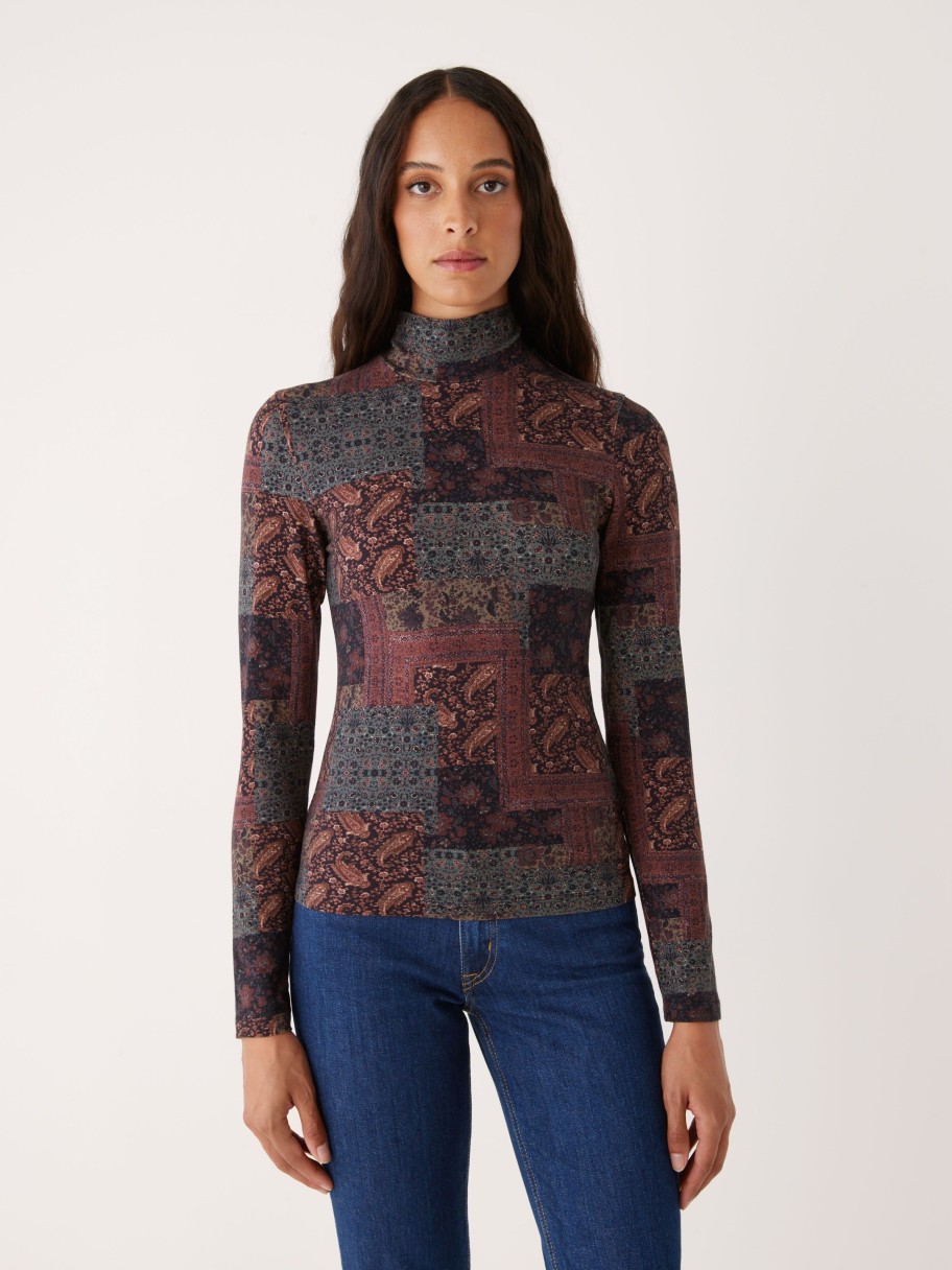 Women Frank And Oak T-Shirts & Tops | The Essential Long Sleeve Mockneck In Elderberry