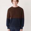 Men Frank And Oak Sweaters & Cardigans | The Colour Block Sweater In Cafe