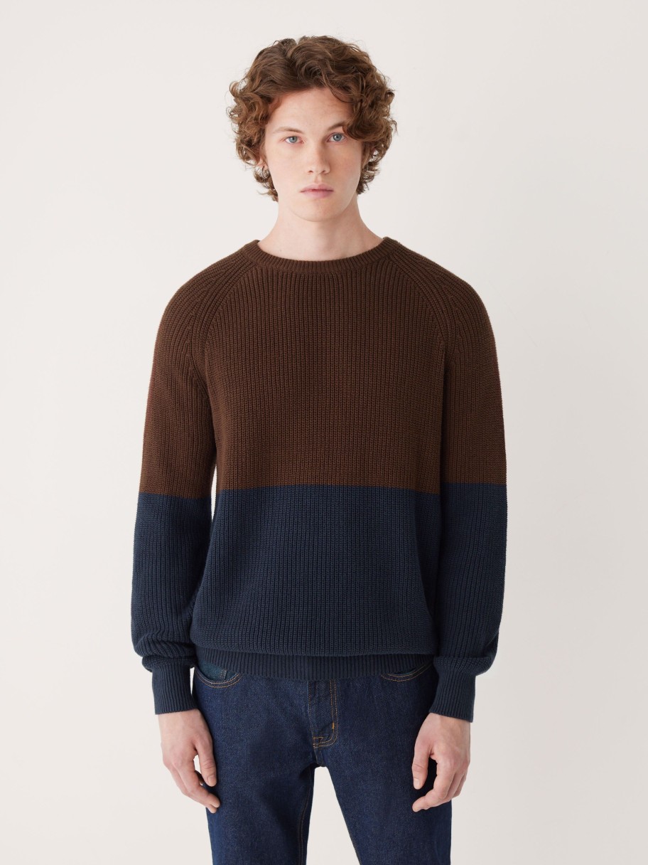 Men Frank And Oak Sweaters & Cardigans | The Colour Block Sweater In Cafe