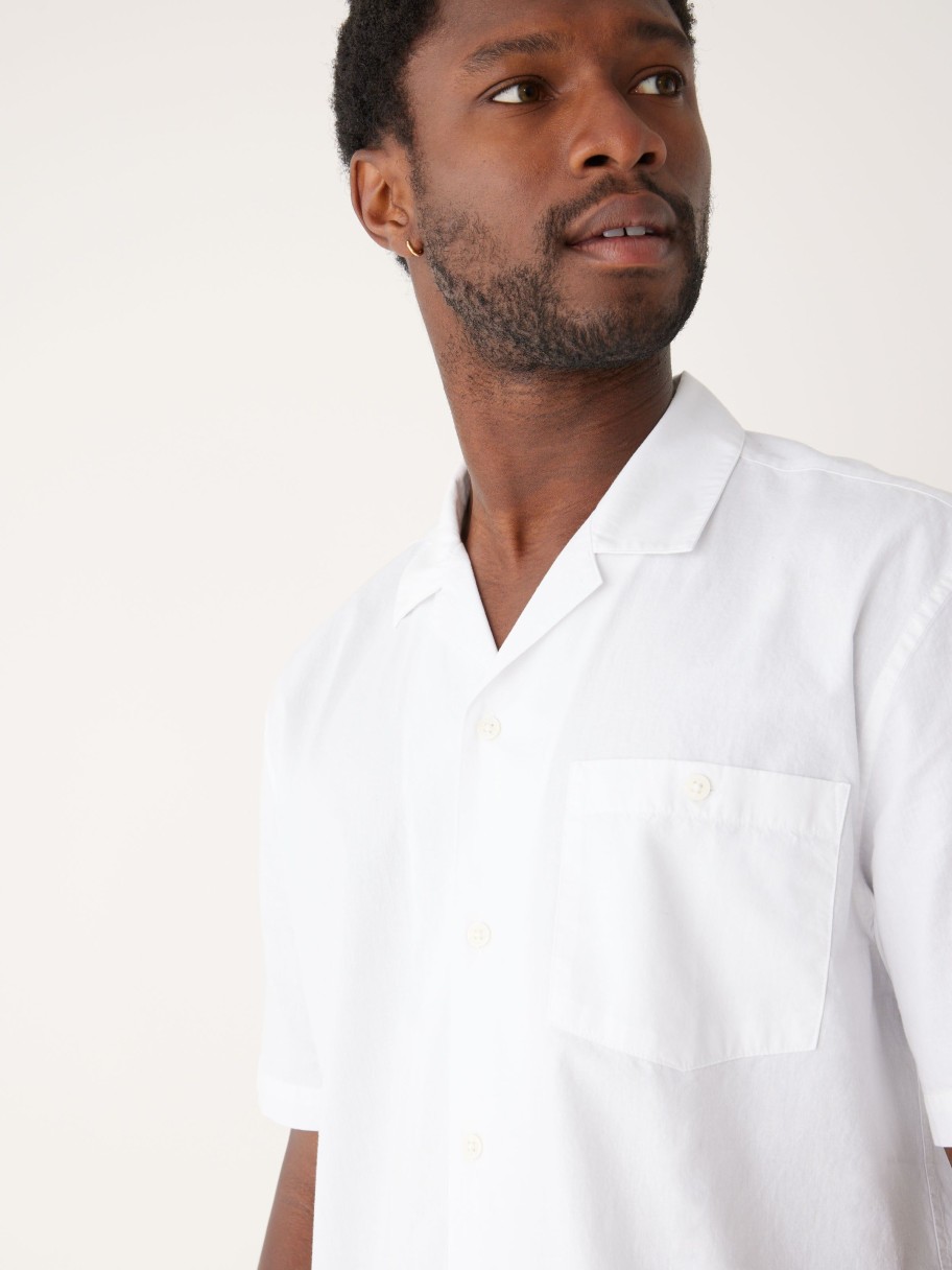 Men Frank And Oak Shirts & Polo Shirts | The Poplin Camp Collar In Bright White