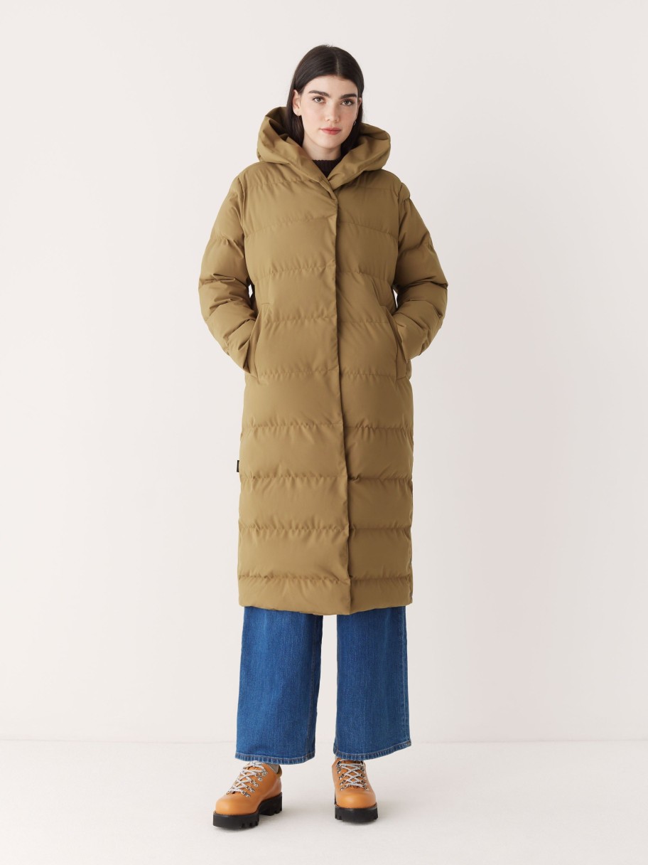 Women Frank And Oak Jackets & Coats | The Highland Long Puffer Coat In Amber Brown