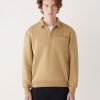 Men Frank And Oak Sweaters & Cardigans | The Half-Zipped French Fleece Pullover In Butterscotch