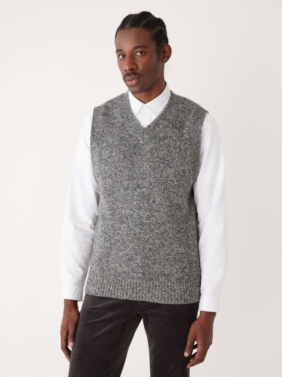 Men Frank And Oak Sweaters & Cardigans | The Donegal Sweater Vest In Charcoal