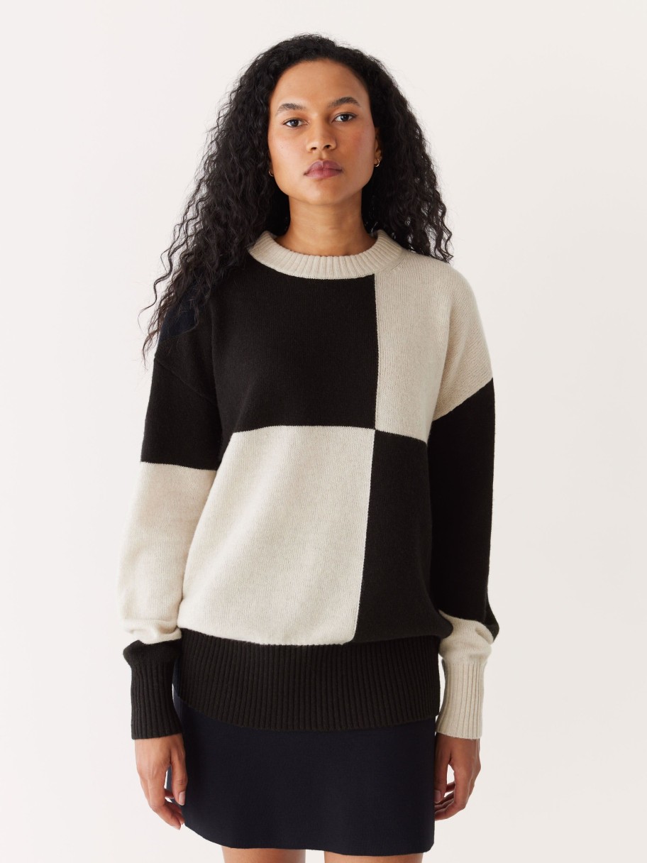 Women Frank And Oak Sweaters & Cardigans | The Comfort Patchwork Sweater In Black