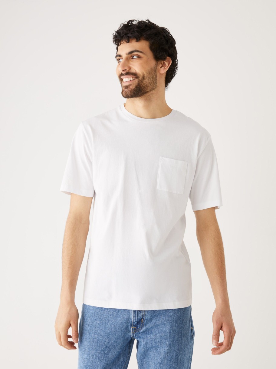 Men Frank And Oak T-Shirts | The Relaxed Essential Tee In Bright White