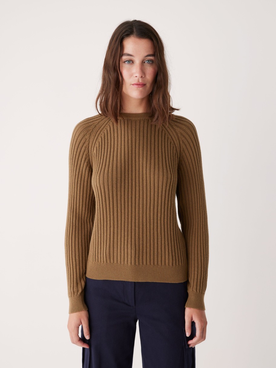 Women Frank And Oak Sweaters & Cardigans | The Ara Seacell™ Sweater In Amber Brown