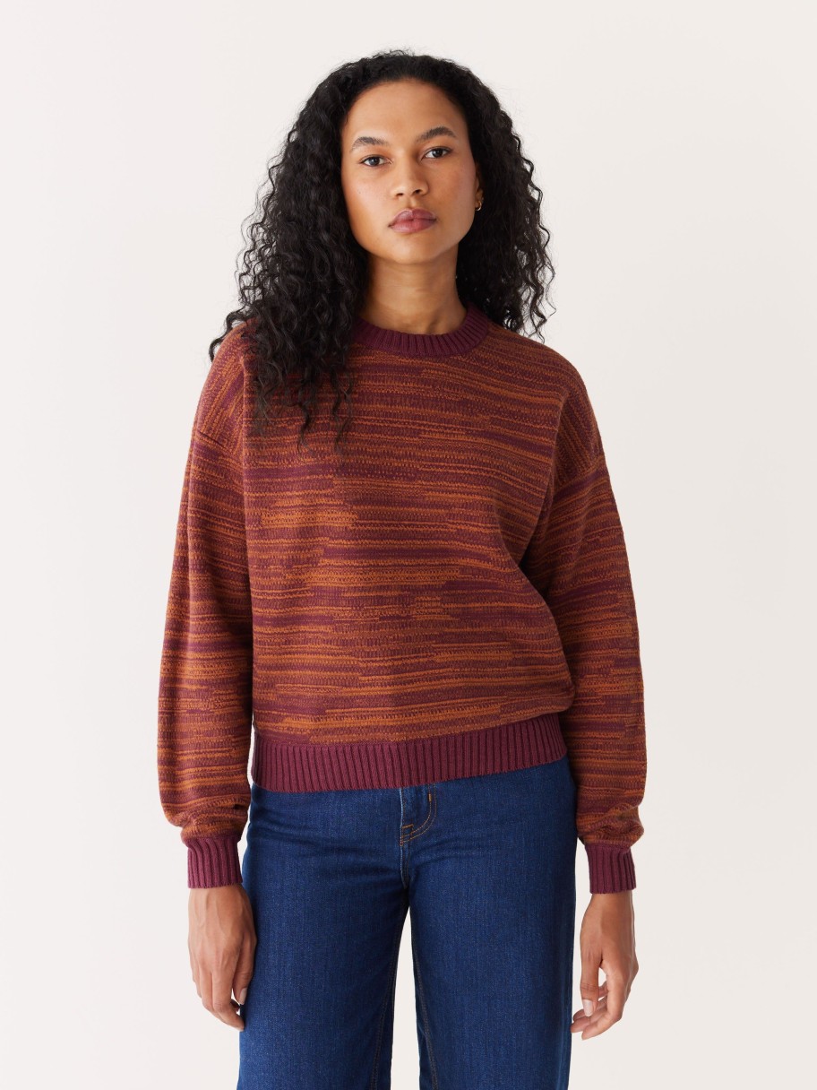 Women Frank And Oak Sweaters & Cardigans | The Drop Shoulder Crewneck Sweater In Red Wine