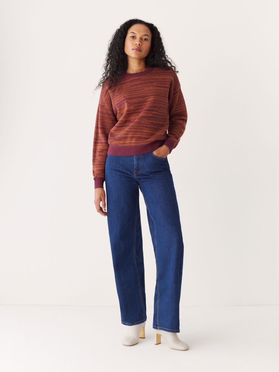 Women Frank And Oak Sweaters & Cardigans | The Drop Shoulder Crewneck Sweater In Red Wine