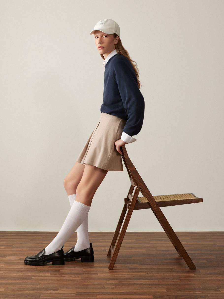 Women Frank And Oak Skirts | The Pleated Mini Skirt In Oxford Tan