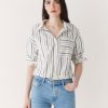 Women Frank And Oak Blouses & Shirts | The Kapok Button-Up Striped Shirt In White