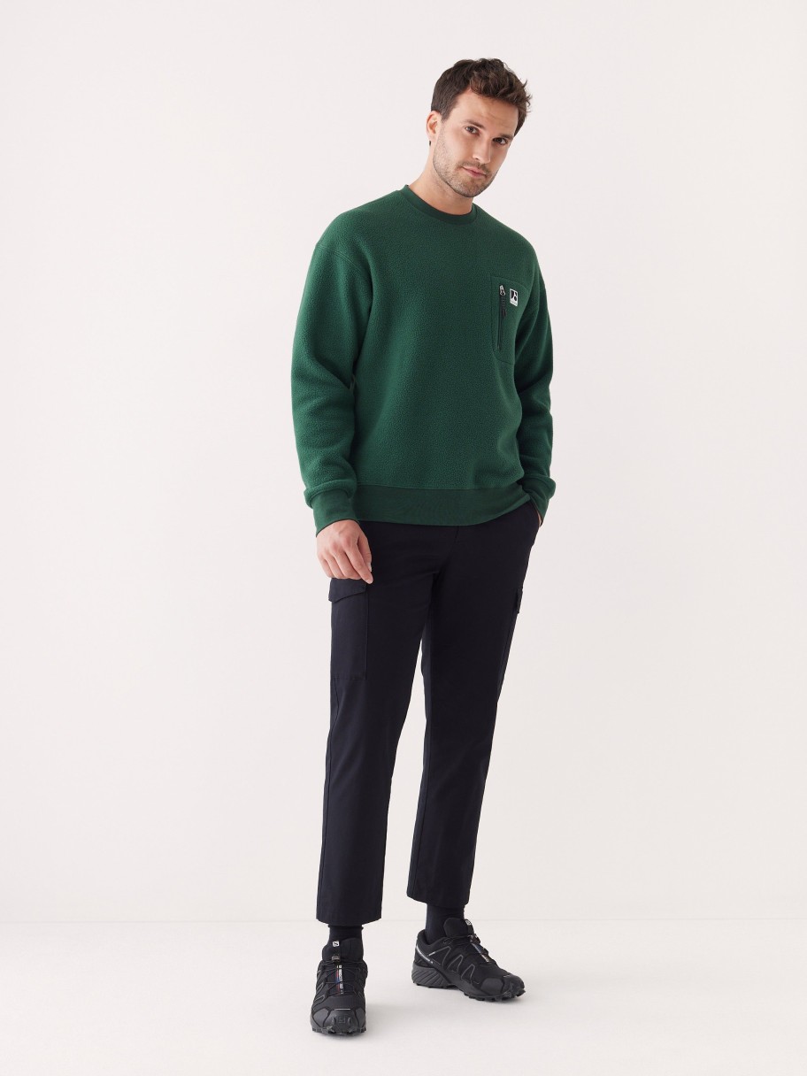 Men Frank And Oak Sweaters & Cardigans | The Explorer Polar Fleece Crewneck In Midnight Teal