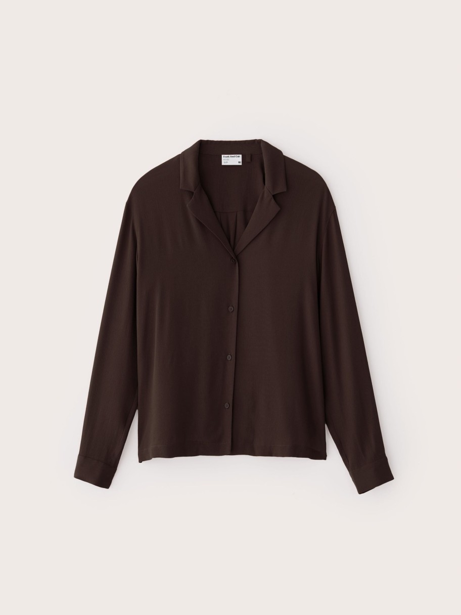 Women Frank And Oak Blouses & Shirts | The Long Sleeve Camp Collar Blouse In Elderberry