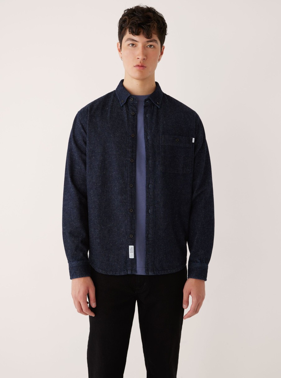 Men Frank And Oak Shirts & Polo Shirts | The Clark Denim Shirt In Navy