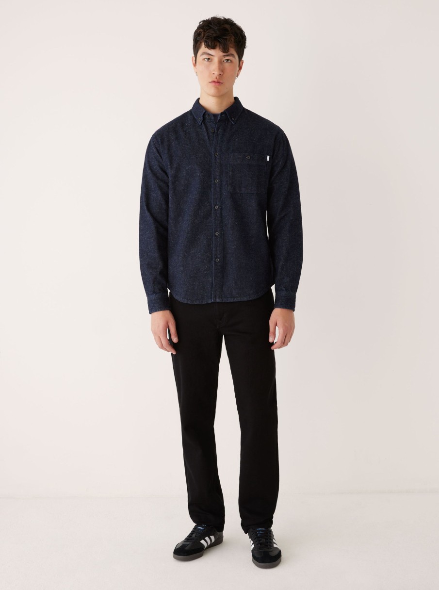 Men Frank And Oak Shirts & Polo Shirts | The Clark Denim Shirt In Navy